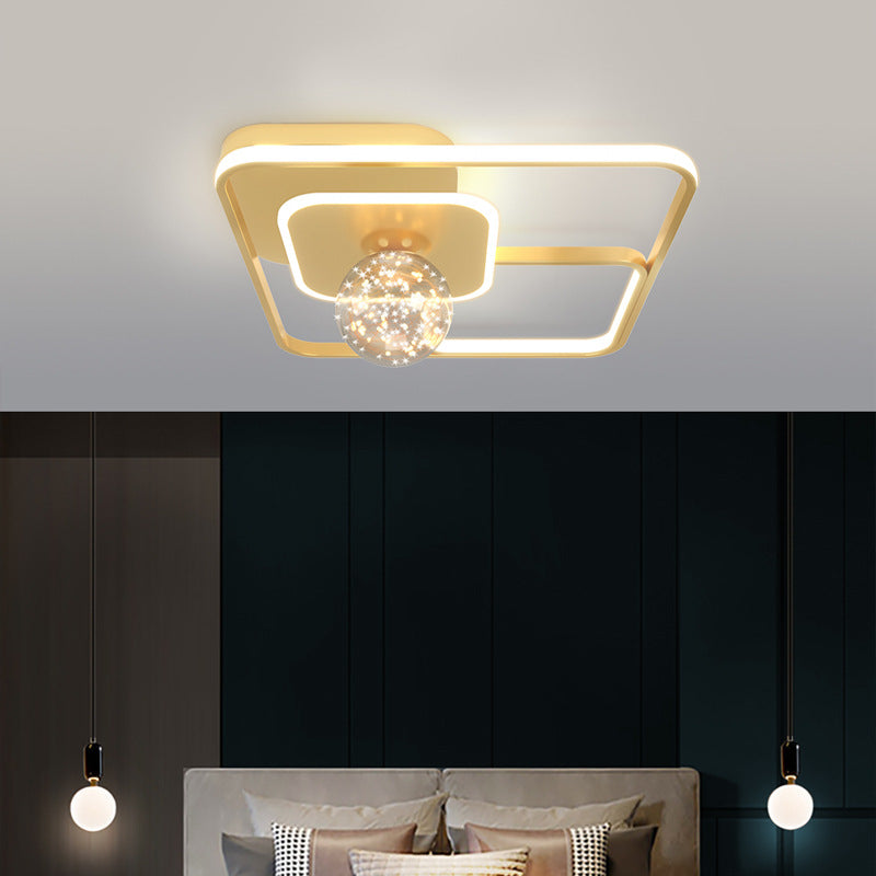 Gold Geometric LED Flush Ceiling Light Minimalist Starry Glass Flush Mount Fixture