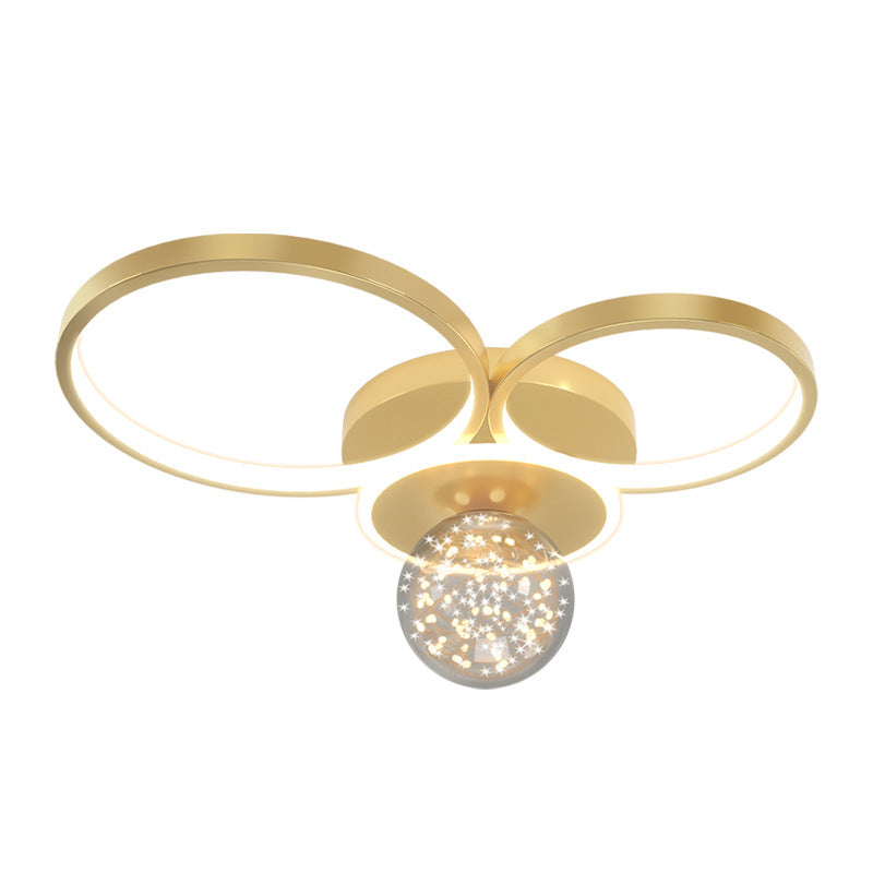 Gold Geometric LED Flush Ceiling Light Minimalist Starry Glass Flush Mount Fixture