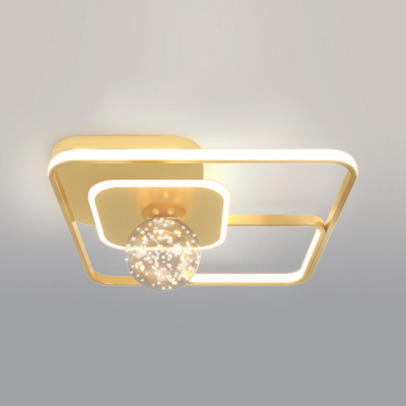 Gold Geometric LED Flush Ceiling Light Minimalist Starry Glass Flush Mount Fixture