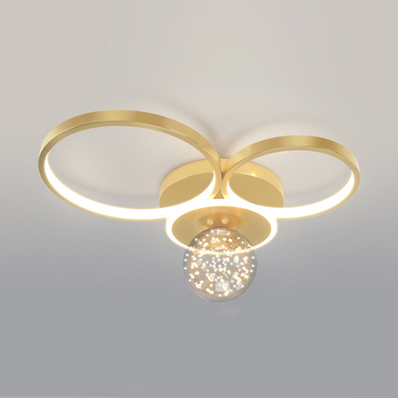 Gold Geometric LED Flush Ceiling Light Minimalist Starry Glass Flush Mount Fixture