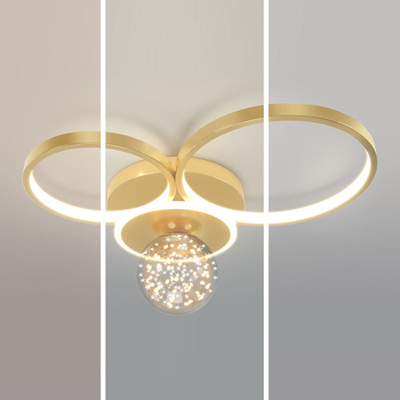 Gold Geometric LED Flush Ceiling Light Minimalist Starry Glass Flush Mount Fixture