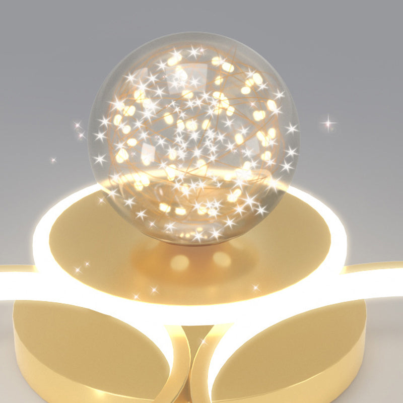 Gold Geometric LED Flush Ceiling Light Minimalist Starry Glass Flush Mount Fixture