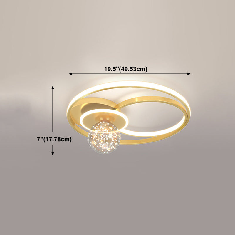 Gold Geometric LED Flush Ceiling Light Minimalist Starry Glass Flush Mount Fixture