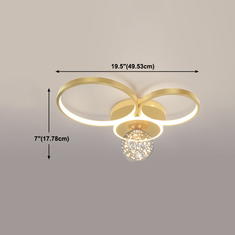 Gold Geometric LED Flush Ceiling Light Minimalist Starry Glass Flush Mount Fixture