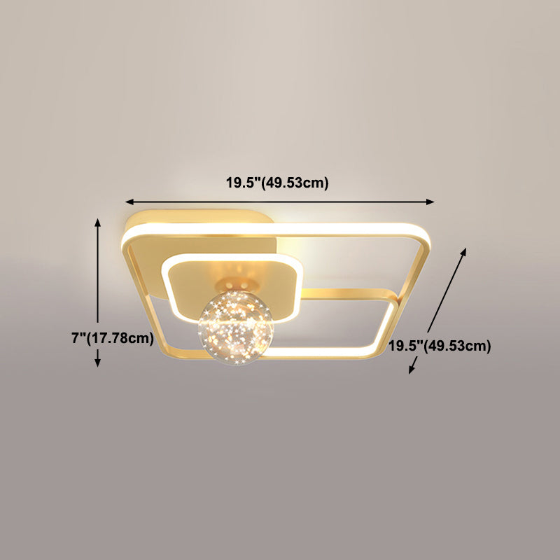 Gouden geometrische LED -spoelplafondlamp Minimalistisch sterrenglasspoelbevestiging