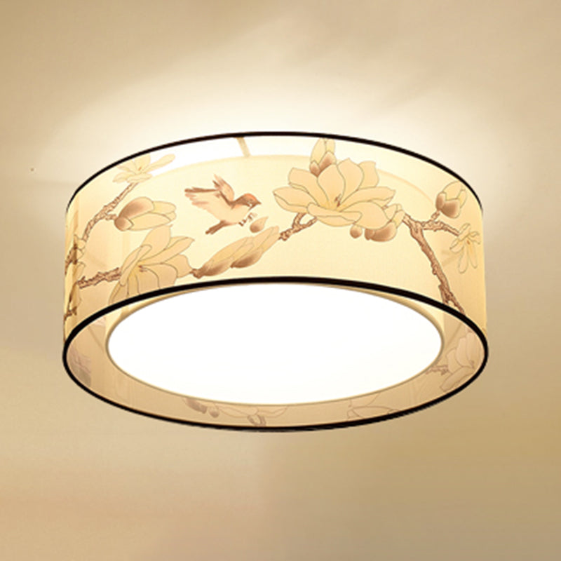 Multi Lights Ceiling Fixture Traditional Style Fabric Flush Mount Lamp