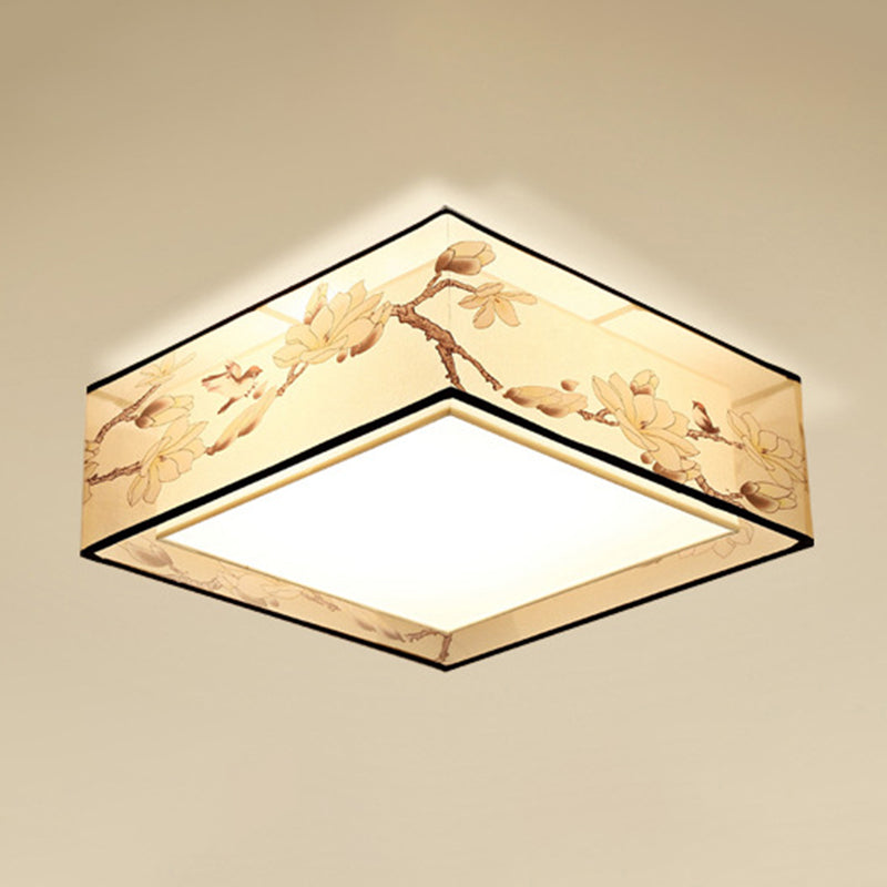 Multi Lights Ceiling Fixture Traditional Style Fabric Flush Mount Lamp