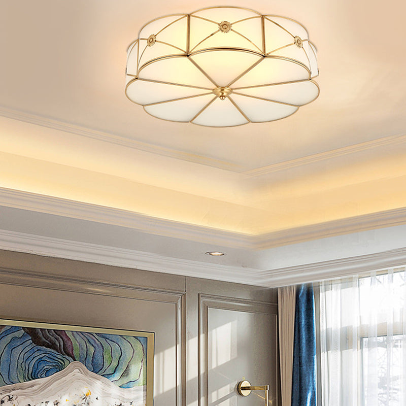 Multi Light Ceiling Lamp Colonial Style Glass Ceiling Lighting for Dining Room