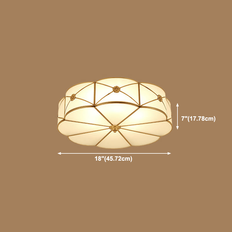 Multi Light Ceiling Lamp Colonial Style Glass Ceiling Lighting for Dining Room