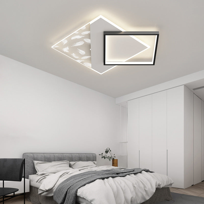 Lampe de plafond de forme carrée de style moderne métal 2 éclairage de plafond clair pour salle à manger