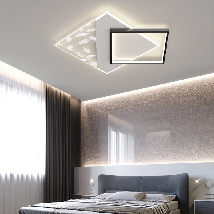 Lampe de plafond de forme carrée de style moderne métal 2 éclairage de plafond clair pour salle à manger