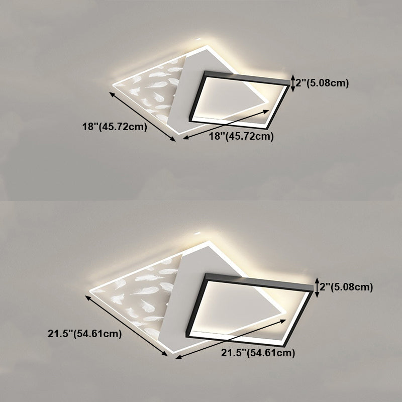 Modern Style Square Shape Ceiling Lamp Metal 2 Light Ceiling Lighting for Dining Room