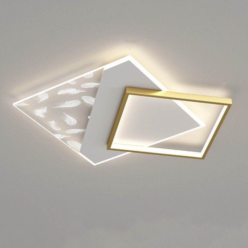 Modern Style Square Shape Ceiling Lamp Metal 2 Light Ceiling Lighting for Dining Room