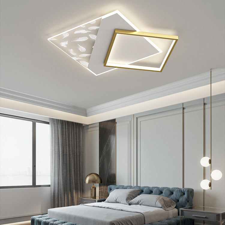 Moderner Stil quadratischer Form Deckenlampe Metall 2 Licht Deckenbeleuchtung für Esszimmer