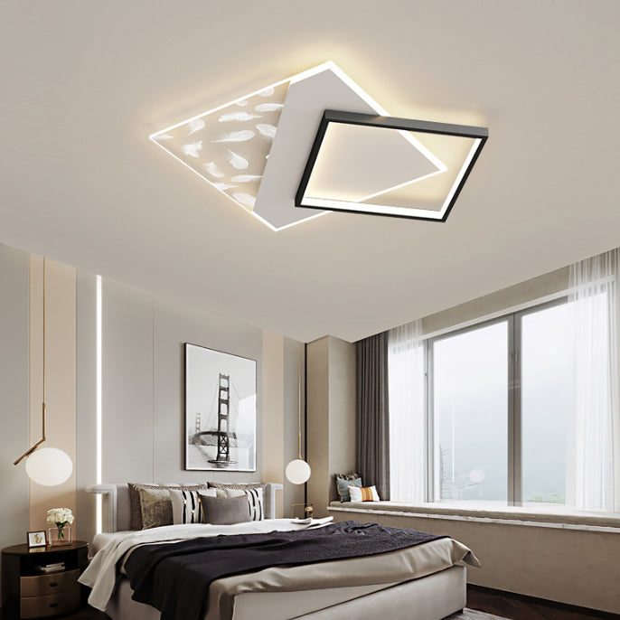 Moderner Stil quadratischer Form Deckenlampe Metall 2 Licht Deckenbeleuchtung für Esszimmer