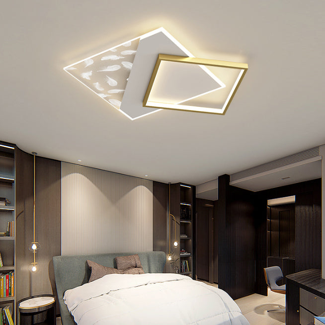 Modern Style Square Shape Ceiling Lamp Metal 2 Light Ceiling Lighting for Dining Room