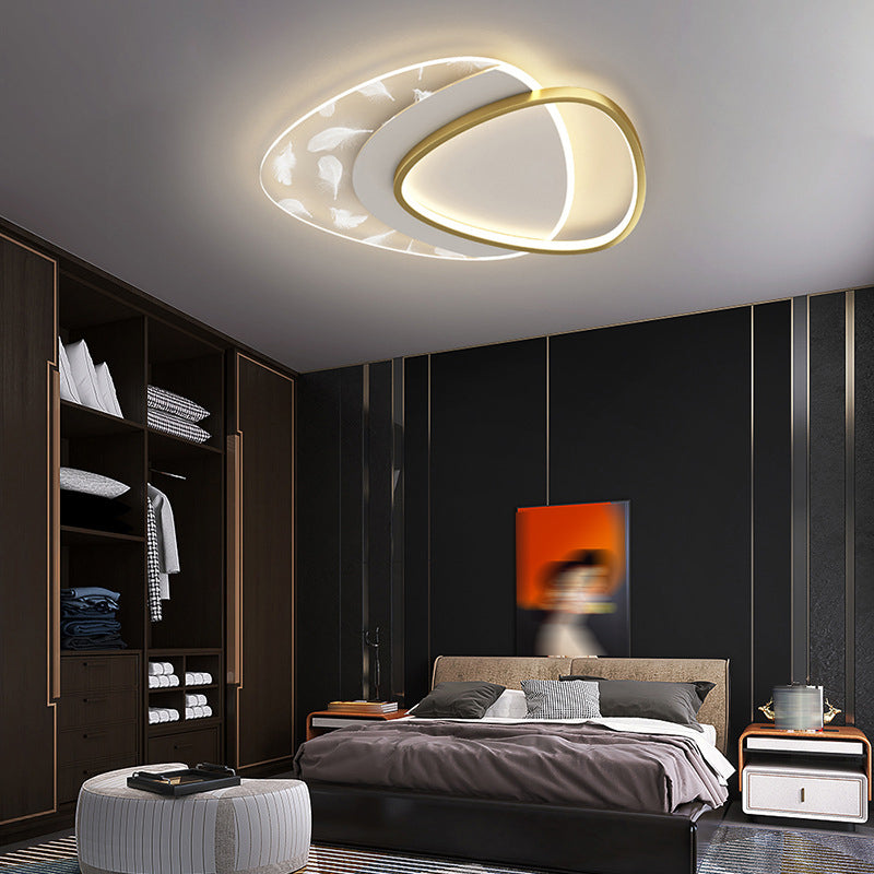 Moderne Stilgeometrieform Deckenlampe Metall 2 Licht Deckenbeleuchtung für Esszimmer