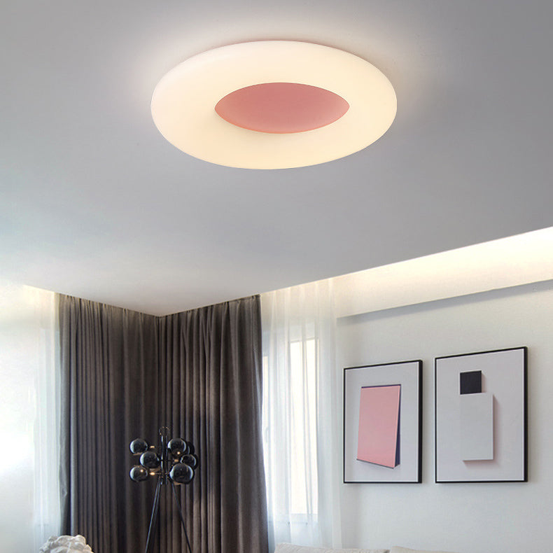 Modern Style Circle Shape Ceiling Lamp Metal 1 Light Ceiling Light for Living Room