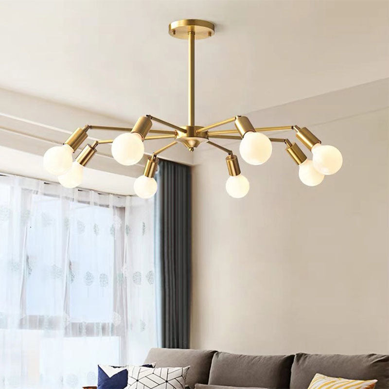 Lustre de style postmoderne Light Metal Pendant Light en or pour le salon