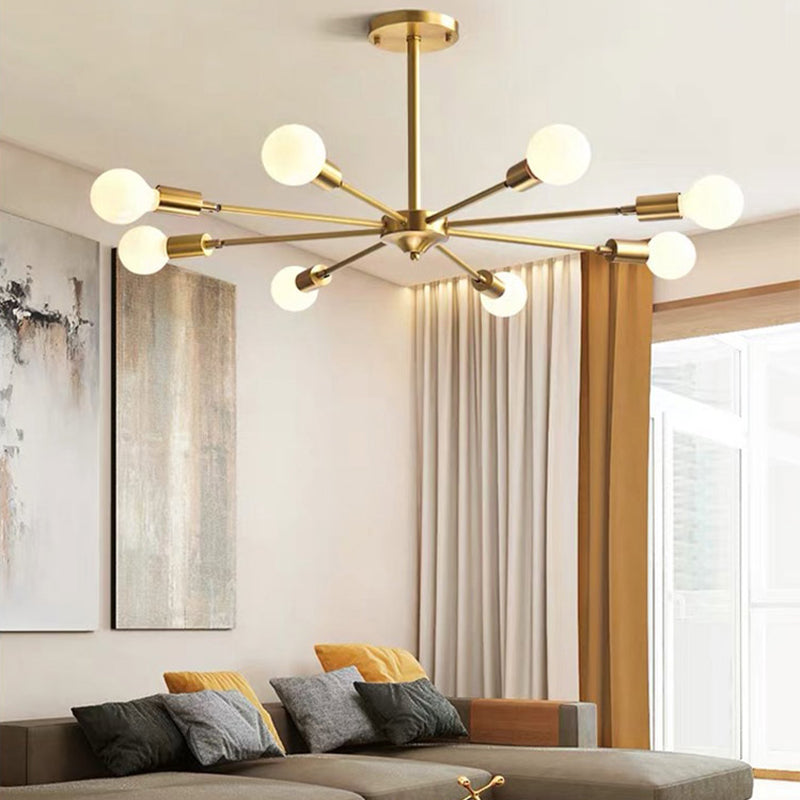 Lustre de style postmoderne Light Metal Pendant Light en or pour le salon