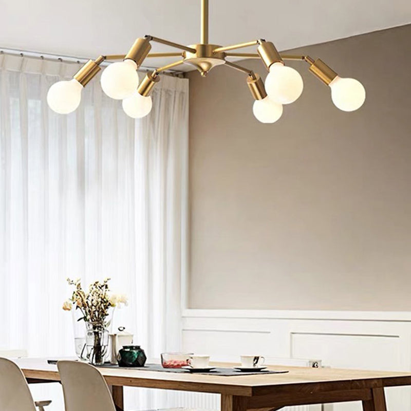 Lustre de style postmoderne Light Metal Pendant Light en or pour le salon