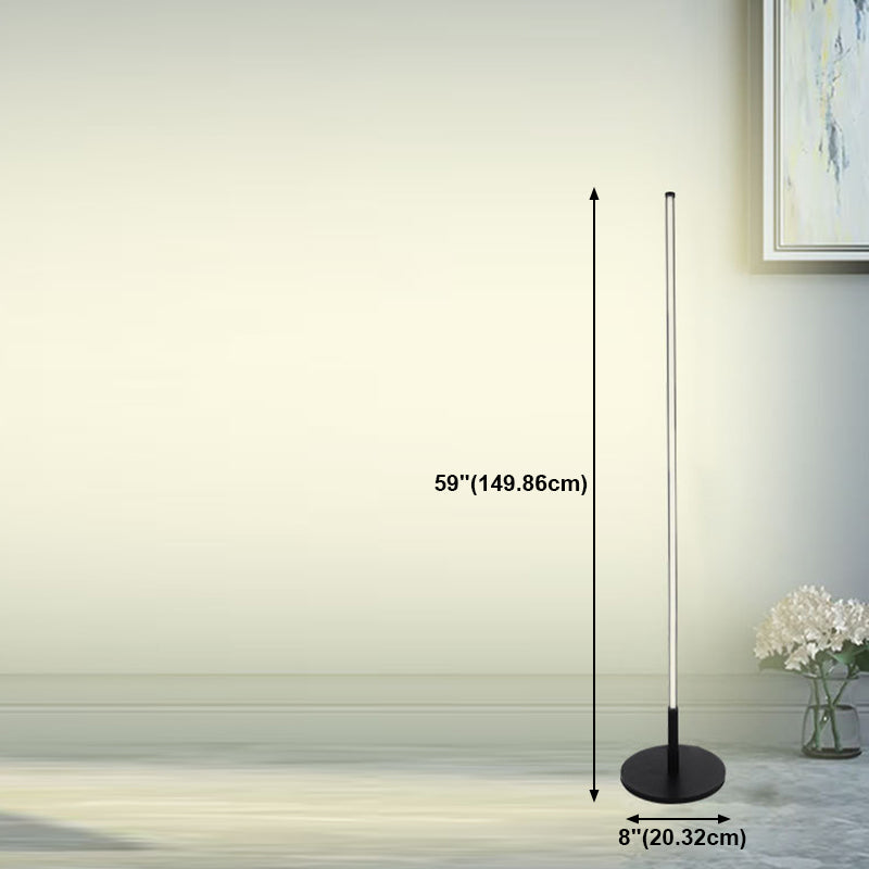 Linear Shape Floor Lighting Contemporary Style Metal 1 Light Floor Lamp in Black