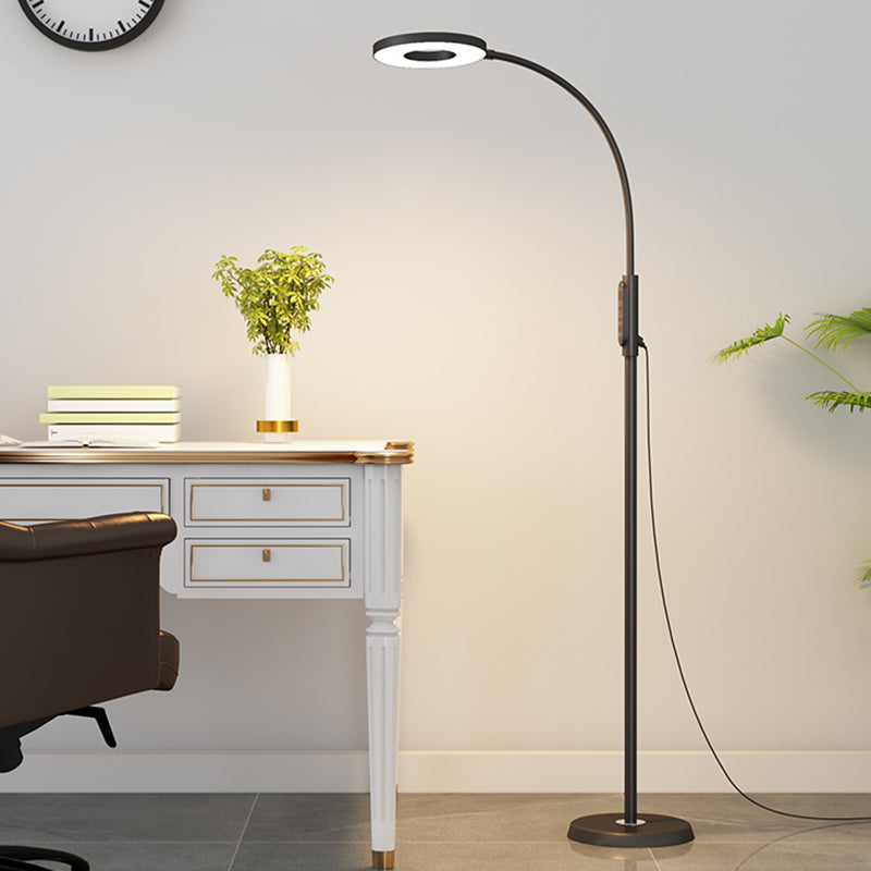 Circle Shape Floor Lamp Contemporary Metal 1 Light Floor Lighting