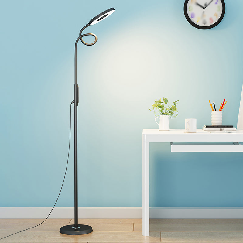 Circle Shape Floor Lamp Contemporary Metal 1 Light Floor Lighting