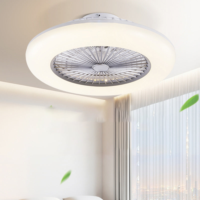 8 Blades Round Fan Lamp Simplicity Bedroom LED Semi Flush Ceiling Light