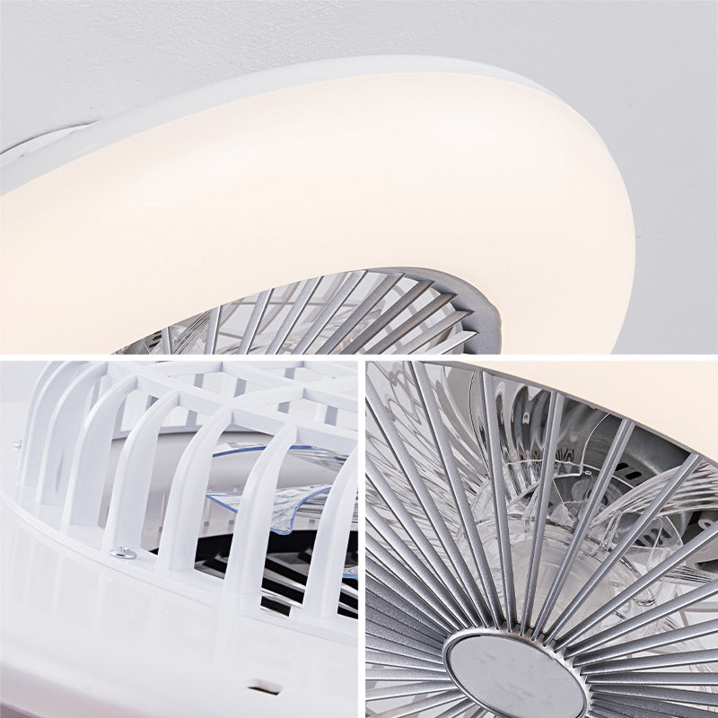 8 Blades Round Fan Lamp Simplicity Bedroom LED Semi Flush Ceiling Light