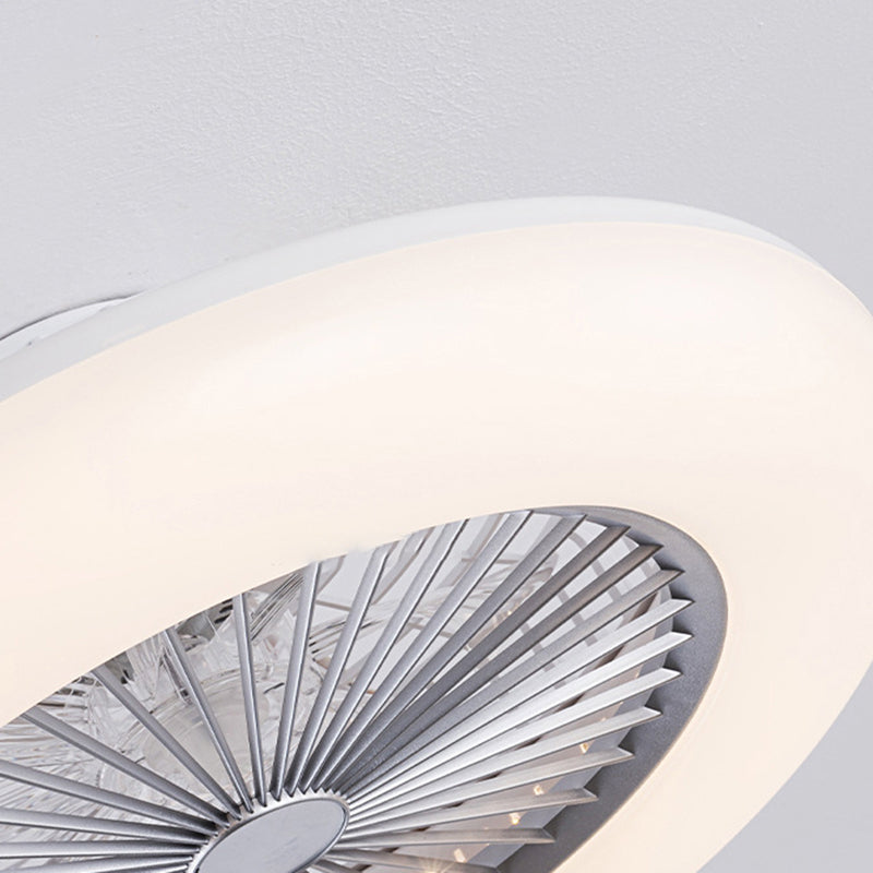 8 Blades Round Fan Lamp Simplicity Bedroom LED Semi Flush Ceiling Light