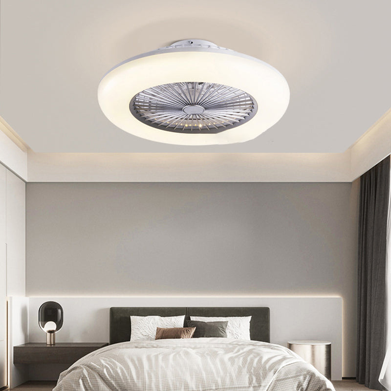 8 Blades Round Fan Lamp Simplicity Bedroom LED Semi Flush Ceiling Light