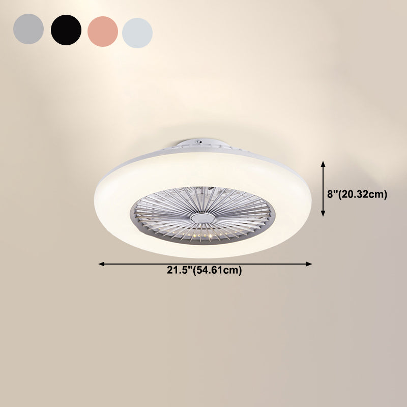 8 Blades Round Fan Lamp Simplicity Bedroom LED Semi Flush Ceiling Light