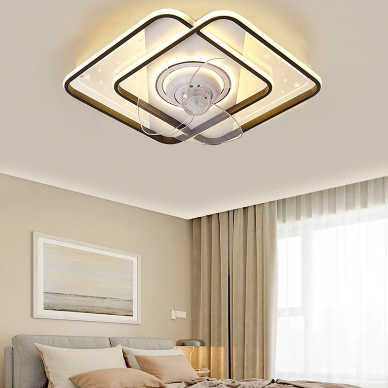Sternendruck Schlafzimmer Deckenventilator Licht Unsichtbares Blätter minimalistische LED Semi Flush Light