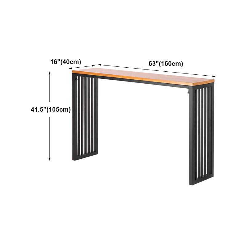 Modern Style Bar Table in Solid Wood and Metal Brown Balcony Bar Table