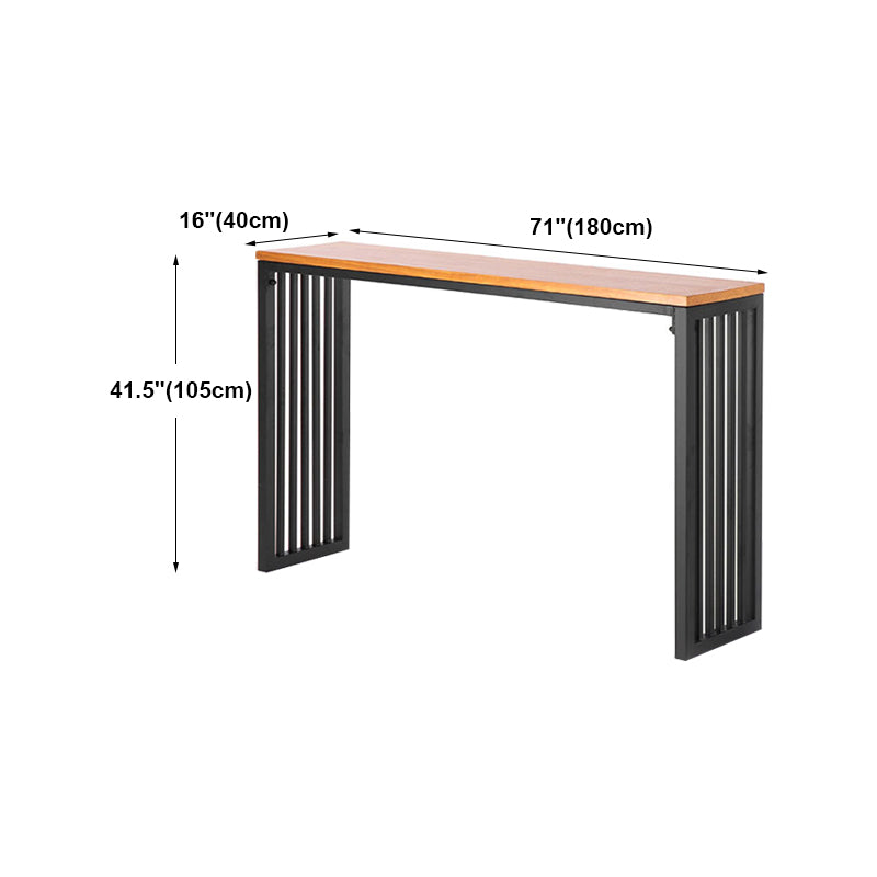 Modern Style Bar Table in Solid Wood and Metal Brown Balcony Bar Table