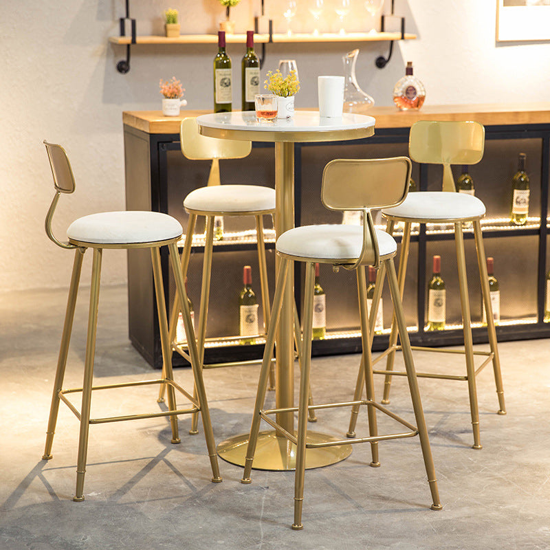 White Glam Style Round and Square Bar Table in Iron and Marble Milk Tea Shop Bar Table