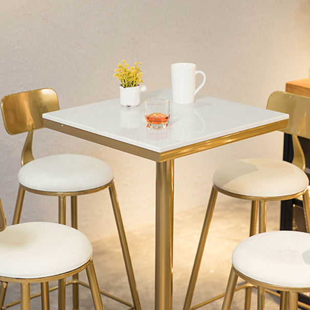 White Glam Style Round and Square Bar Table in Iron and Marble Milk Tea Shop Bar Table