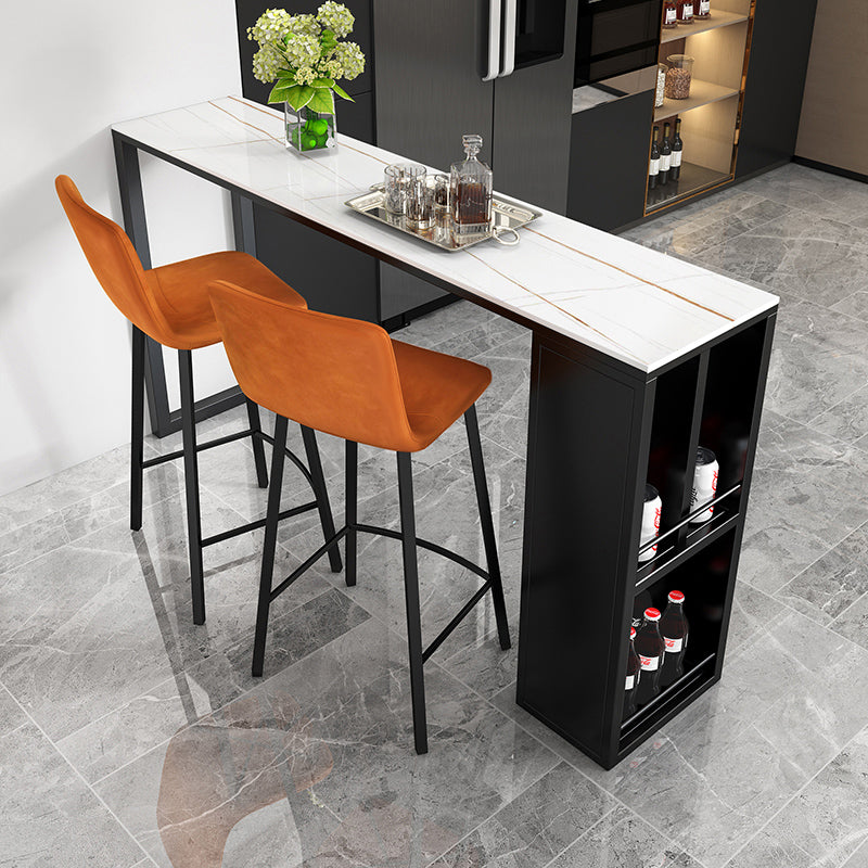 Gray White and Black Modern Style Bar Table in Marble and Metal Milk Tea Shop Bar Table