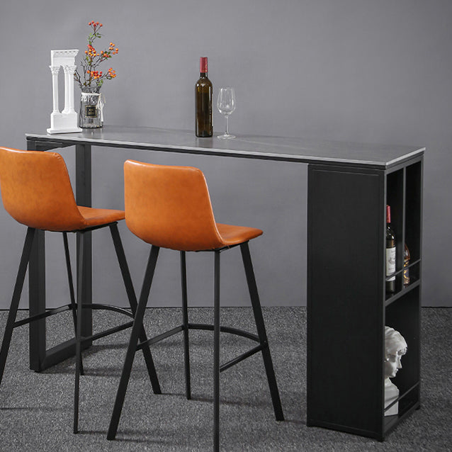 Gray White and Black Modern Style Bar Table in Marble and Metal Milk Tea Shop Bar Table