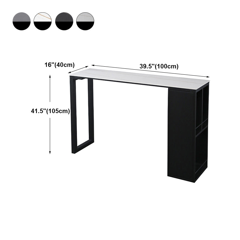 Gray White and Black Modern Style Bar Table in Marble and Metal Milk Tea Shop Bar Table