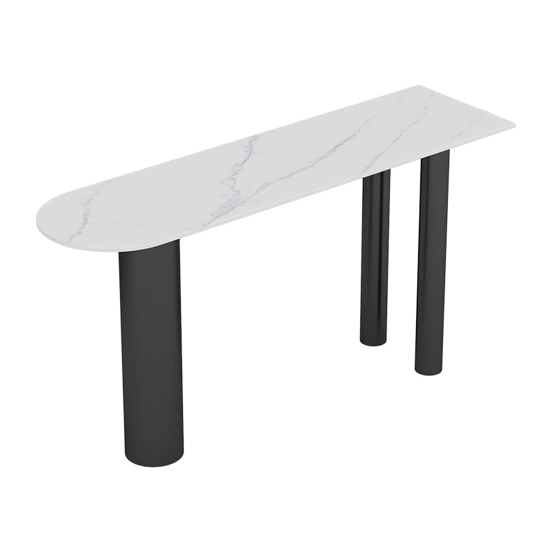 White Modern Style Specialty Bar Table in Faux Marble and Wood Milk Tea Shop Bar Table