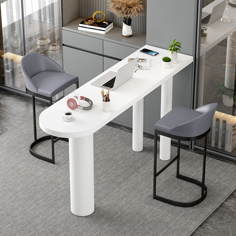 White Modern Style Specialty Bar Table in Faux Marble and Wood Milk Tea Shop Bar Table