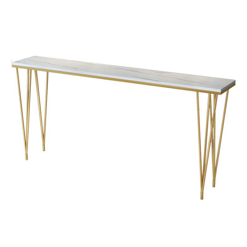 White and Black Glam Style Bar Table in Iron Top and Faux Marble Milk Tea Shop Bar Table