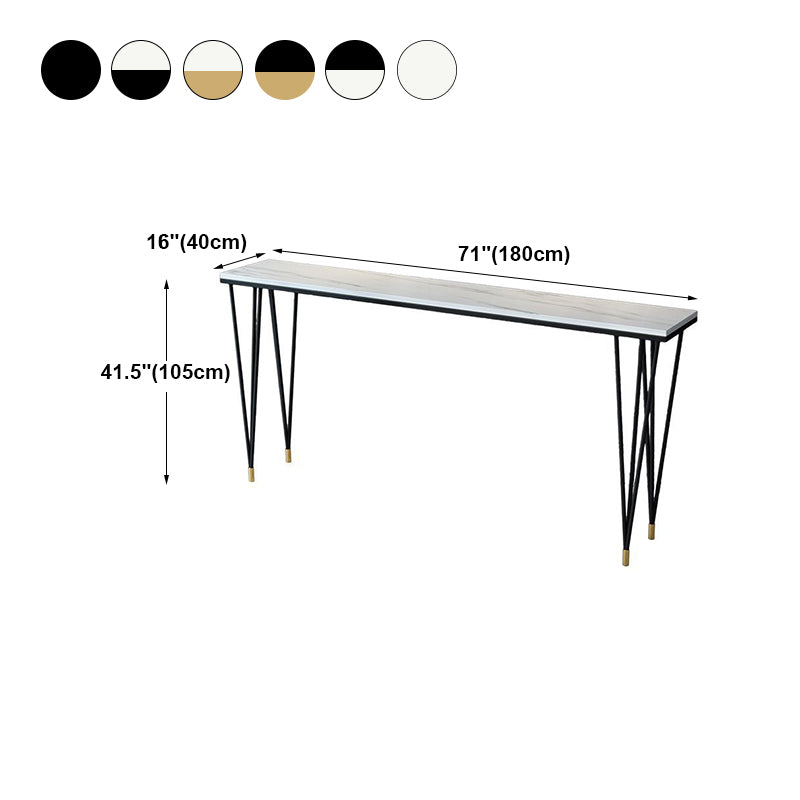 White and Black Glam Style Bar Table in Iron Top and Faux Marble Milk Tea Shop Bar Table