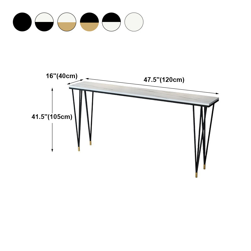 White and Black Glam Style Bar Table in Iron Top and Faux Marble Milk Tea Shop Bar Table