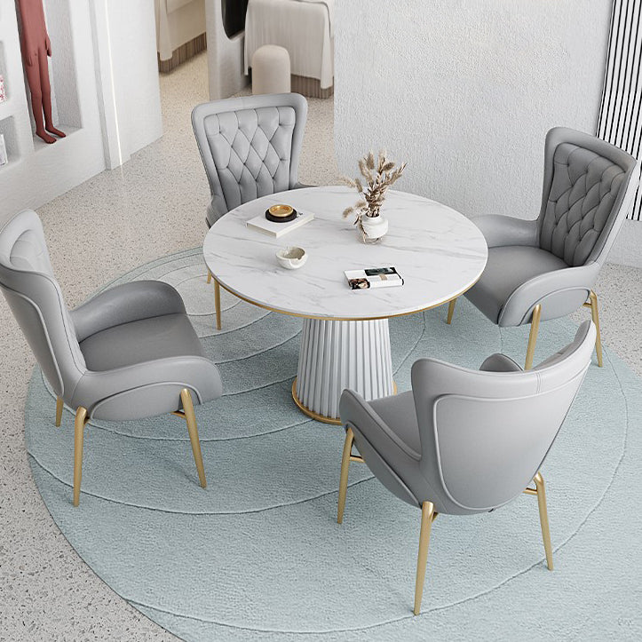 Glam 1/5 Pieces Dining Set Round Stone Dining Table for Dining Room