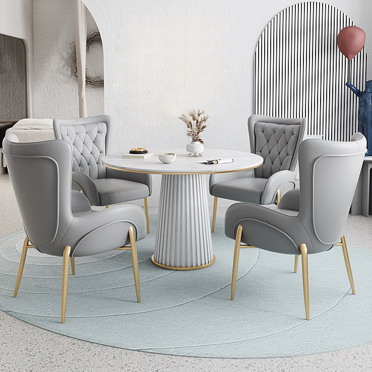 Glam 1/5 Pieces Dining Set Round Stone Dining Table for Dining Room