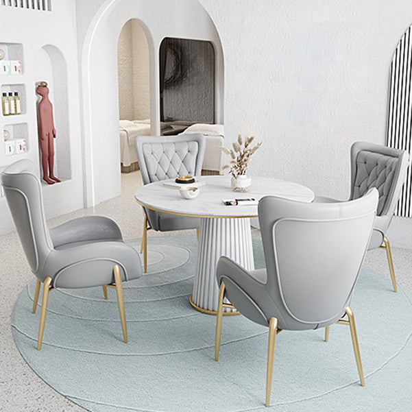 Glam 1/5 Pieces Dining Set Round Stone Dining Table for Dining Room