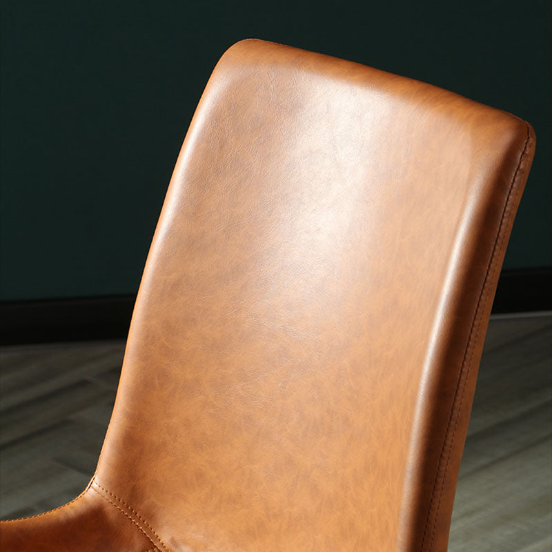 Industrial Design Faux Leather Side Chair Solid Back Chair for Home